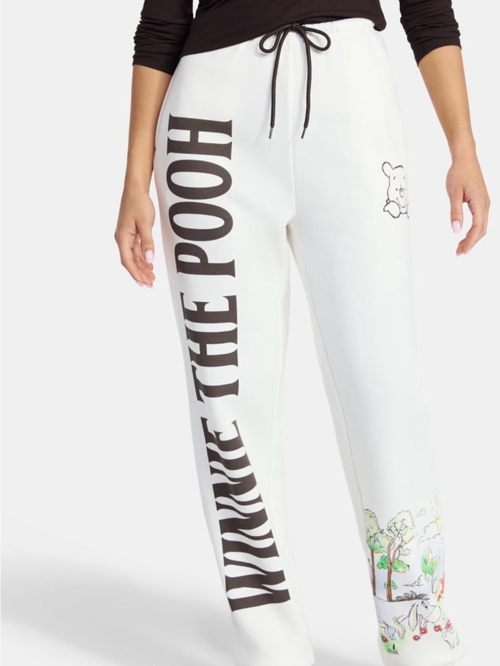 Disney White & Black Winnie The Pooh Graphic Joggers